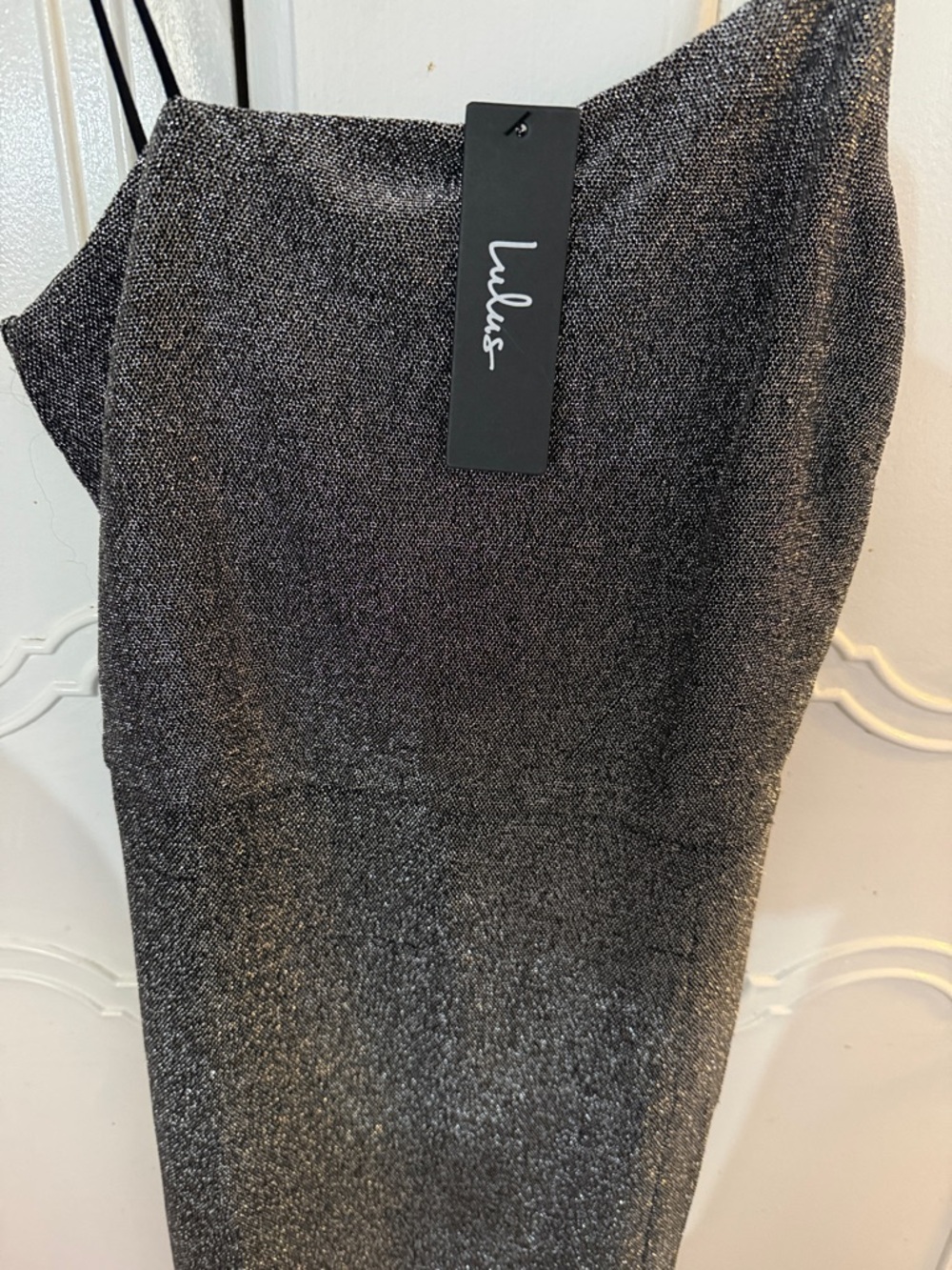 Lulu's Metallic Charcoal Slip Dress with Thin Straps